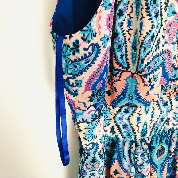 Eliza J. Chiffon Teal Multi Halter Dress - Picture 7 of 16